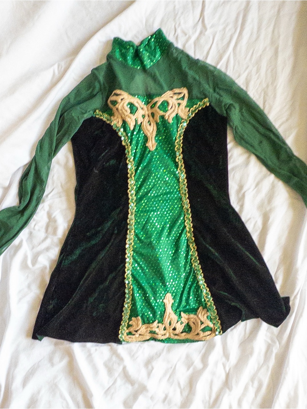 Green & Black Celtic-Inspired Kids Dance Costume Dress